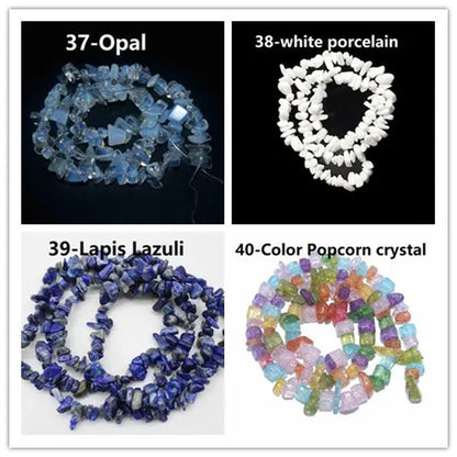 Natural Stone 5-8MM Irregular Shape Freeform Chip Bead Pink Quartz Amethysts Agates Lapis lazuli For Jewelry Making DIY Bracelet16"