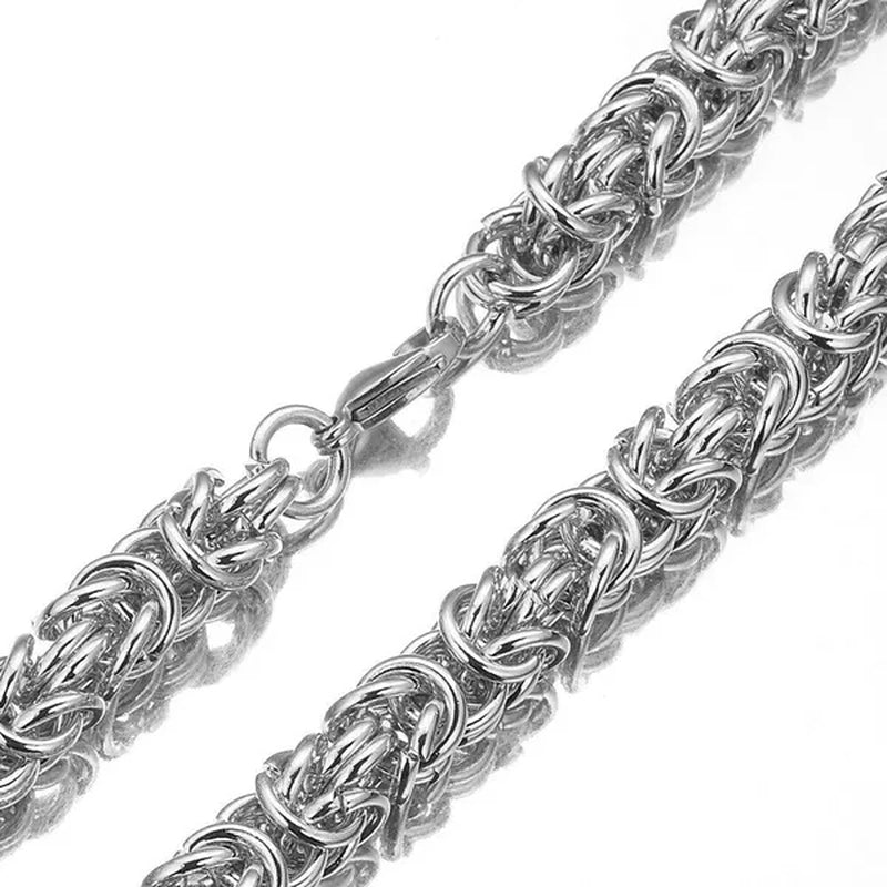 6/8/11mm Men Chain Silver Byzantine Stainless Steel Curb Chain Cuban Necklace 16"-40" Bracelet 7"-11"