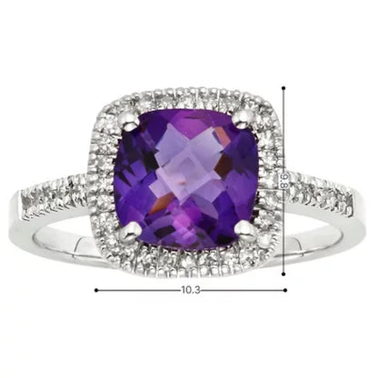 Amethyst and 0.18 CT. T.W. Diamond Ring in 14K Gold