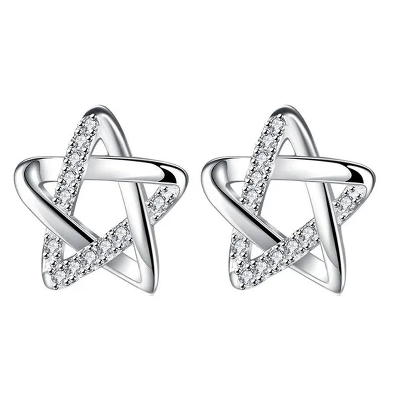 Mini Five-Pointed Star Stud Earrings for Women Silver Crystal Diamond Earrings for Gifts Fine Jewelry Brincos