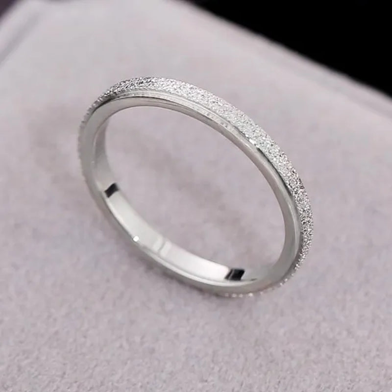 2mm Rose Gold and Silver Sandblast Ring Titanium Steel Wedding Band for Women Girl Size 3-10