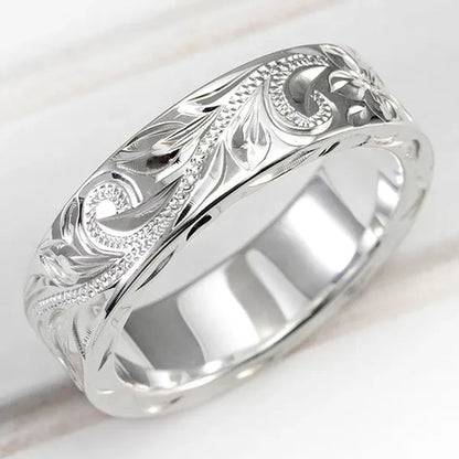 Personality Women's Fashion Exquisite Ring Carved Flower Jewelry for Women Stackable Rings Beautiful Ladies Proposal Engagement Party Accessories Elegant Bride Wedding Band Anniversary Gift Size 4-12 Bague Femme