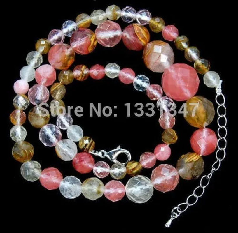 Woman's 6-14mm faceted watermelon tourmaline tower necklace 18" fashion jewelry