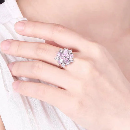 Elegant Women's Flower Ring Luxury  Pink Zircon Ring, Fashionable Flower Shape Women's Ring, Engagement, Wedding Ring, Princess Ring, Promise Ring, Valentine's Day, Christmas Gift. Size US5-11. Happy Shopping!