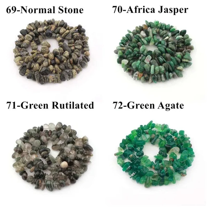 80Kinds 5-8MM natural stone irregular shape free-form chip beads tiger eye amethyst turquoise white crystal red coral Lapis lazuli used for jewelry making DIY bracelet 30"