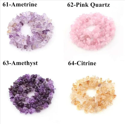 80Kinds 5-8MM natural stone irregular shape free-form chip beads tiger eye amethyst turquoise white crystal red coral Lapis lazuli used for jewelry making DIY bracelet 30"