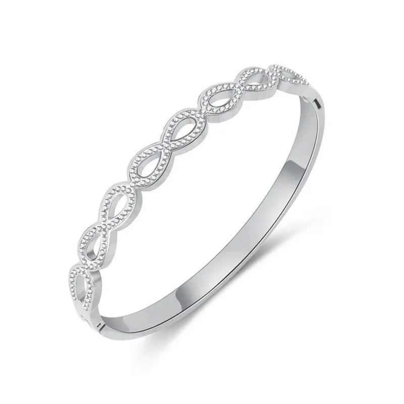 Luxury Fashion Hollow Out Love Infinite Sign Bracelet Inlay Cubic Zirconia for Women Girls Titanium Steel Zircon CZ Stone Infinity Bracelet Silver / Gold