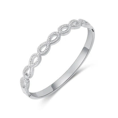 Luxury Fashion Hollow Out Love Infinite Sign Bracelet Inlay Cubic Zirconia for Women Girls Titanium Steel Zircon CZ Stone Infinity Bracelet Silver / Gold