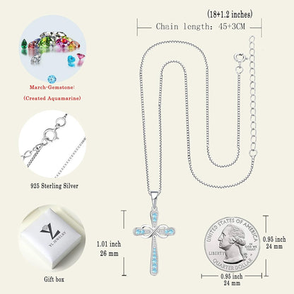 Cross Necklace 925 Sterling Silver Infinity Pendant Religious Jewelry Christian Baptism Gift