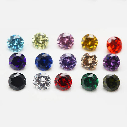 Round Cut 5A Cubic Zirconia Stone Mix 15 Colors Loose CZ Stones Synthetic Gemstone for Jewelry Making