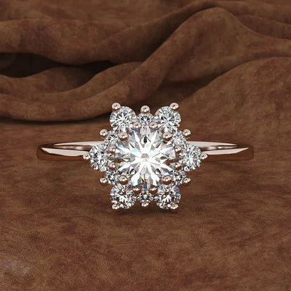 Women's Fashion Engagement . 925 Sterling Silver Natural Gemstone Full Diamond AAA CZ Snowflakes Flower Antique Ring Snowflakes Wedding Jewelry Gifts Size 6 7 8 9 10