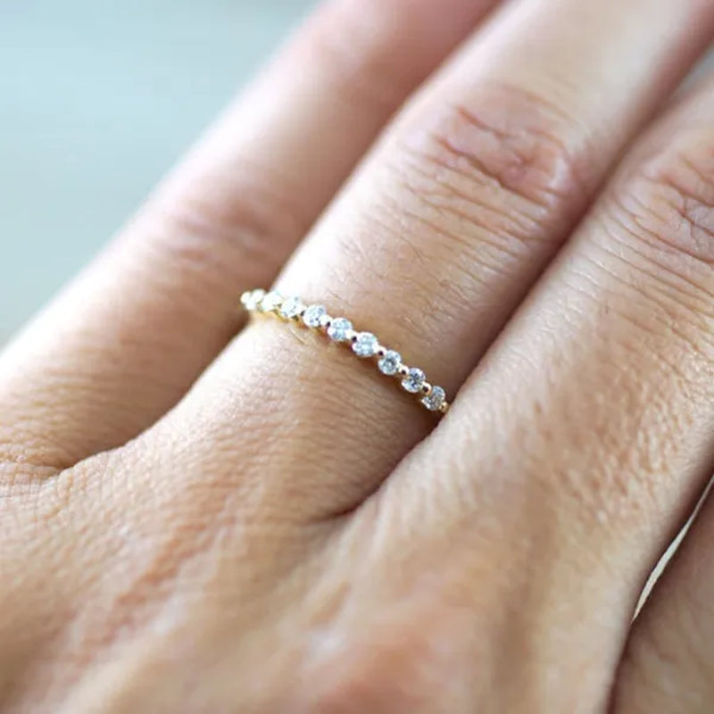 Fashion Half Eternity Zircon Ring Romantic Bride Proposal Engagement Wedding Band Anniversary Gift