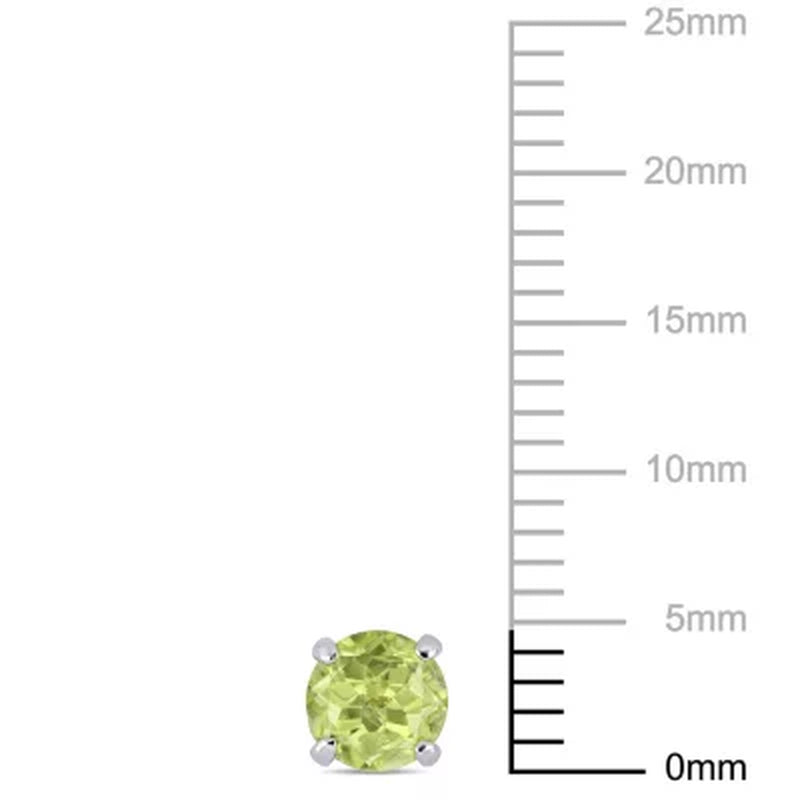 Peridot Solitaire Stud Earrings in 14K White Gold