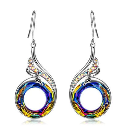 2 colors Woman's ❤️Nirvana of Phoenix❤️  Crystals Earrings ( Blue /  Multi )