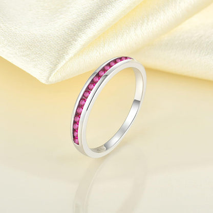 Stackable Ring 925 Sterling Silver Halo Birthstones Eternity Bands for Women