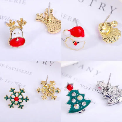 Christmas Jewelry with Diamond Snowflake Bell Christmas Earrings Christmas Tree Earrings Set Christmas Earrings Deer Stud Earrings