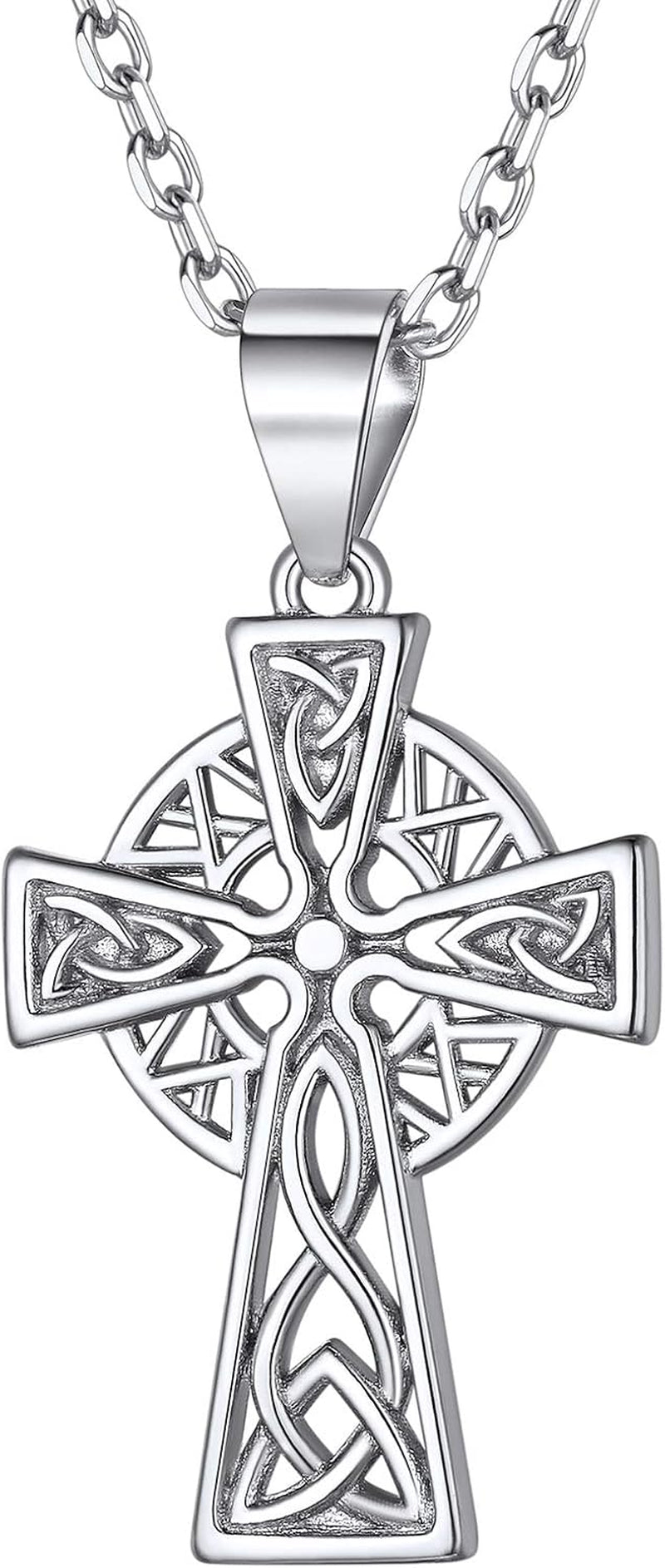 925 Sterling Silver Good Luck Irish Celtic Knot Necklaces Vintage Triangle/Cross/Round Pendant Necklaces Gift for Women