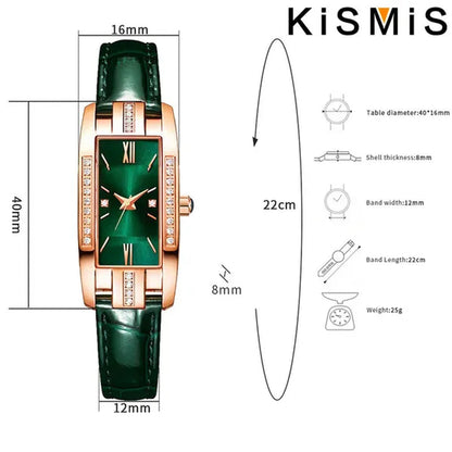 KISMIS 1PC/2Pcs Luxury Fashion Ladies Watch Diamond Inlaid Charm Unlimited Women's Watch Retro Fashion Quartz Watches Gift 3 Colors Available