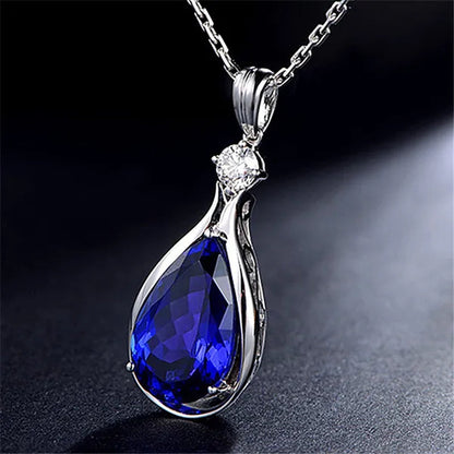 Tanzanite Pendant Sapphire Pendant and Diamond Necklace