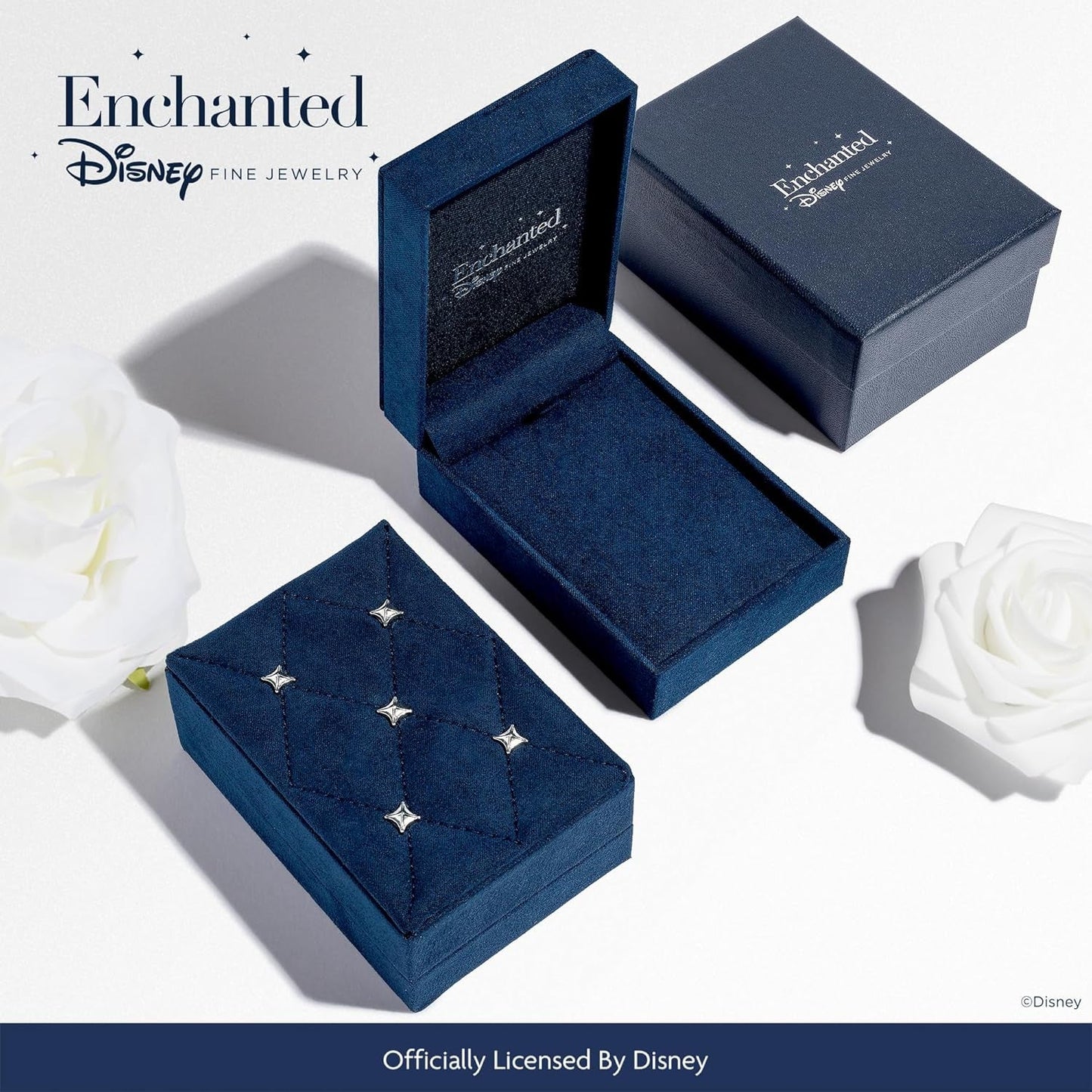 Enchanted Disney Fine Jewelry 14K Rose Gold over Sterling Silver 5.5 MM Square Created Pink Sapphire and 1/5 CTTW Natural White round Diamond Aurora Pendant Necklace