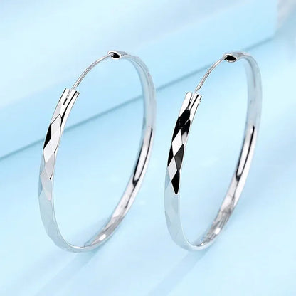 New 925 Sterling Silver Large Circle Hoop Earrings for Women Fashion Party Wedding Jewelry Gifts