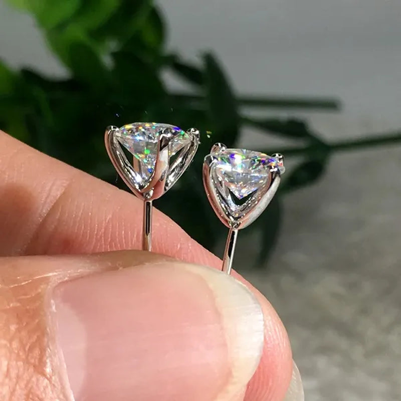 Fashion Gold Color 1Ct round Cut Moissanite White Diamond Stud Earrings (Gold,Silver)