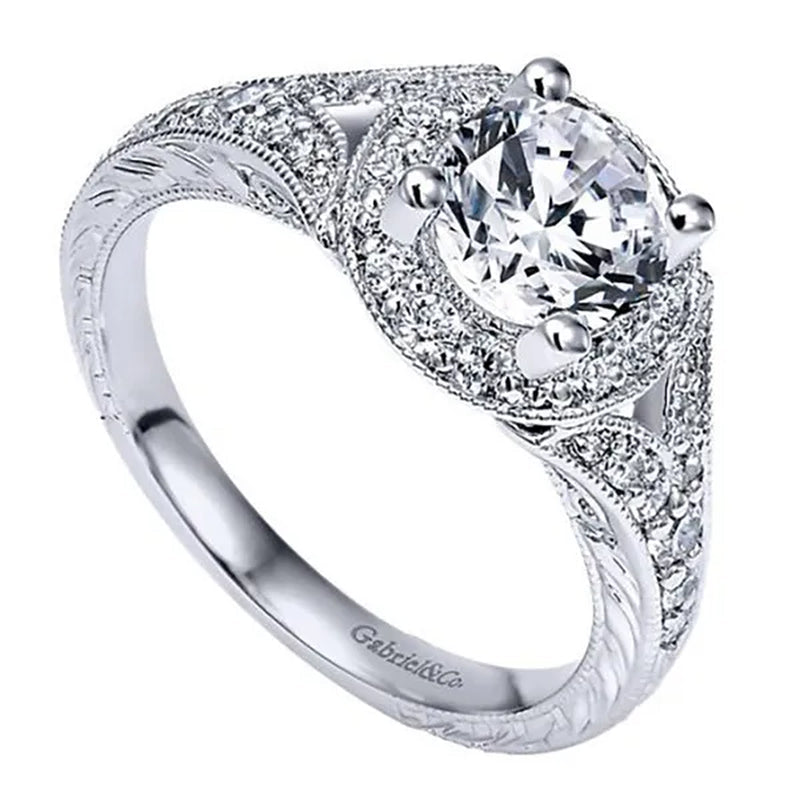 Luxury Female 2Ct Diamond Solitaire Ring S925 Original Silver Flower Vine Micro Paved Moissanite Wedding Ring Promise Engagement Rings