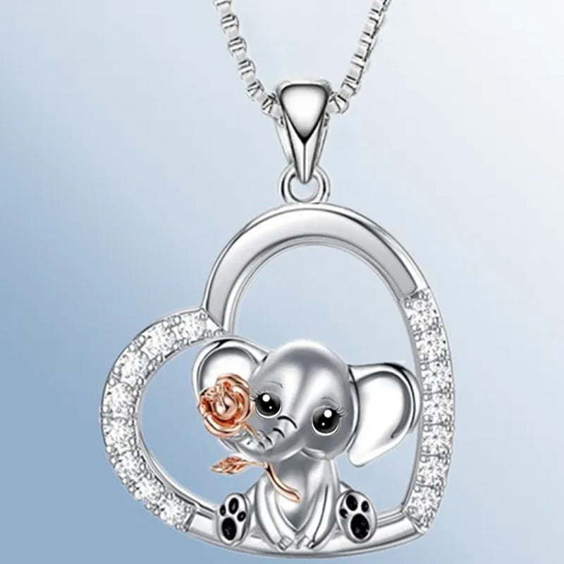 Exquisite Fashion Love Necklace European and American Women Elephant Pendant Necklace New Animal Jewelry Accessories Gift Diamond Necklace Women's Valentine's Day Thanksgiving Anniversary Gift
