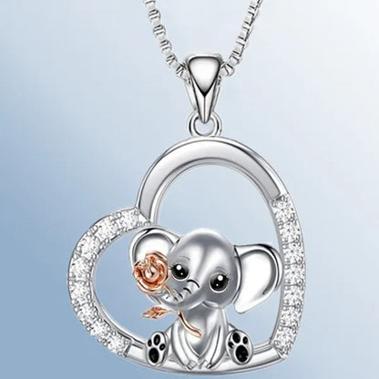 Exquisite Fashion Love Necklace European and American Women Elephant Pendant Necklace New Animal Jewelry Accessories Gift Diamond Necklace Women's Valentine's Day Thanksgiving Anniversary Gift