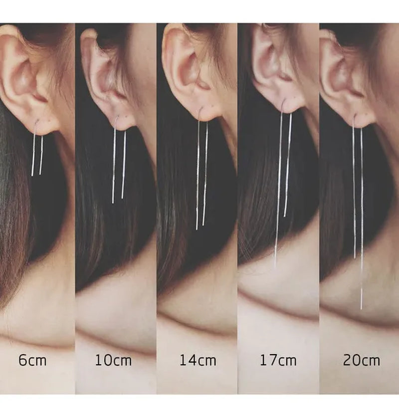 Minimalist Women's Earline Earrings silver-plated Long Chain Earrings, Women's Exquisite Silver Bar Earrings Valentine's Day Gift Engagement Wedding Earrings Gift Jewelry