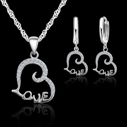 New Arrival Jewelry Set Austrian Crystal Set Women Heart Love Pendant  Jewelry Set For Women Engagement 925 Silver Wedding Jewelry Sets