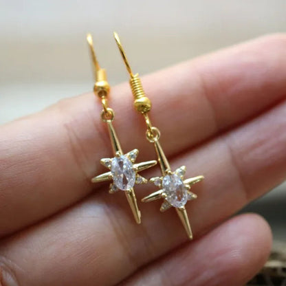 Luxury18K Gold Plated Golden Earrings for Women Fashion 925 Sterling Silver Zircon Stud Line Earrings for Girl Jewelry Gift
