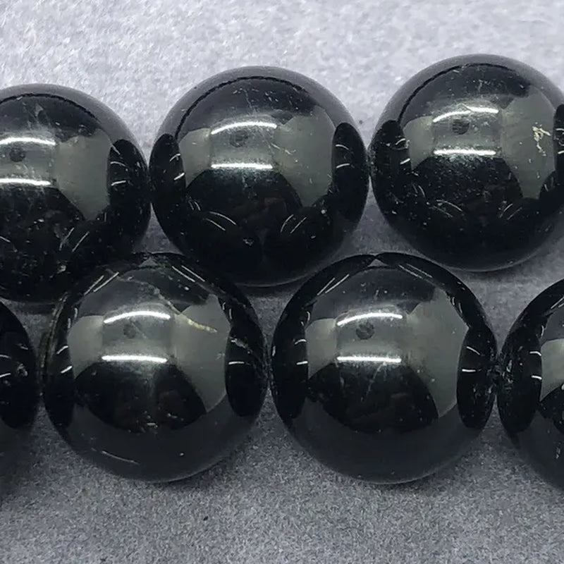 AA Black Tourmaline Jet Aphrizite Beads 4-12mm Round Natural Loose Stone DIY