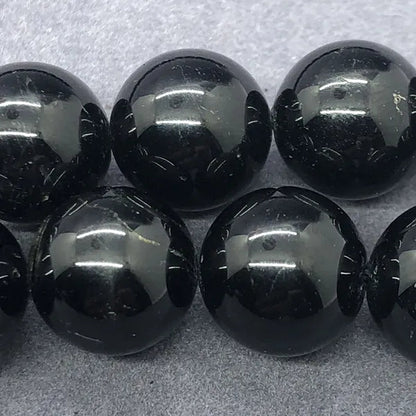 AA Black Tourmaline Jet Aphrizite Beads 4-12mm Round Natural Loose Stone DIY
