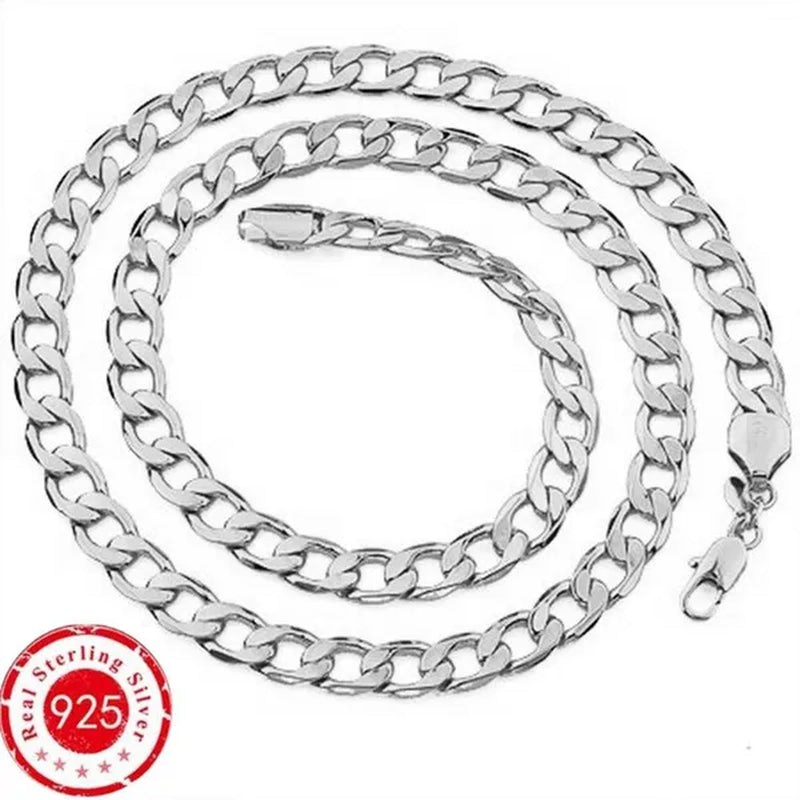 925 Sterling Silver Fashion Italian Curb Link Chain Necklace Bracelet 925 Silver High Quality Jewelry Set for Women and Men