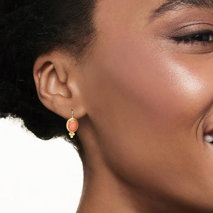 Bezel-Set Coral Drop Earrings in 14Kt Yellow Gold