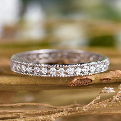 Exquisite 925 Sterling Silver/Black Gold/Gold/Rose Gold Single Ring White Full Diamond Ring Wedding Jewelry Gift