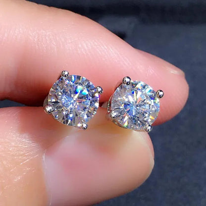 Exquisite 4 Prong Moissanite Solitaire Stud Earrings for Women Girl Daily Casual Ear Stud Accessories