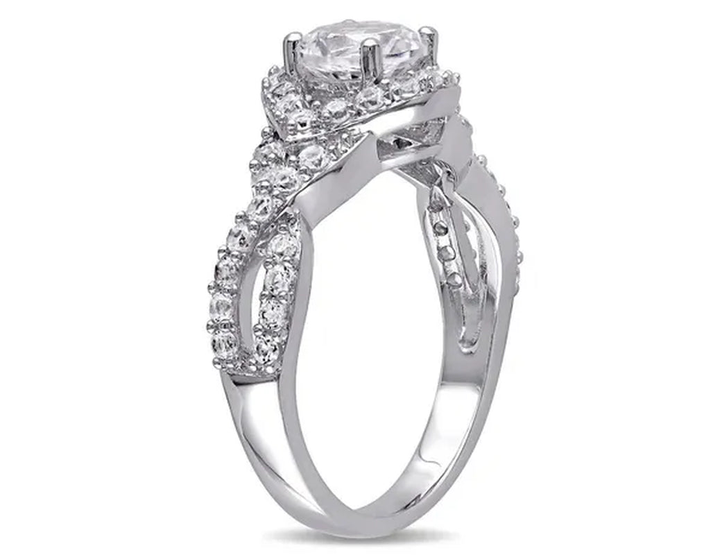 2.20 Carat (Ctw) Lab-Created White Sapphire Crossover Ring in Sterling Silver