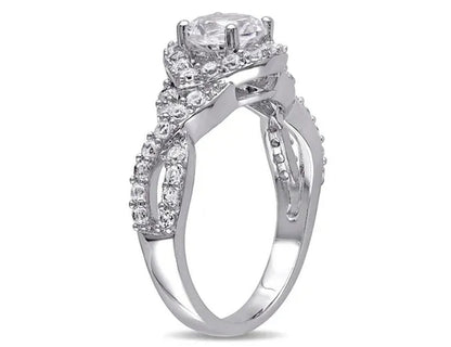 2.20 Carat (Ctw) Lab-Created White Sapphire Crossover Ring in Sterling Silver