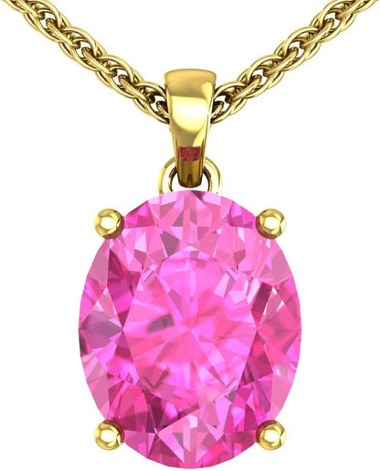 Women'S Pendant Necklace, 14K Yellow Gold/White Gold Hanging Jewelry with 7Mm Precious/Semi-Precious Oval Birthstone Gemstone & 18" Loose Rope Chain with Lobster Claw