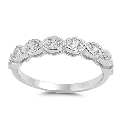 Sterling Silver .925 CZ Diamond Cubic Zirconia Promise Vintage Antique Anniversary Wedding Band Ring 4-10