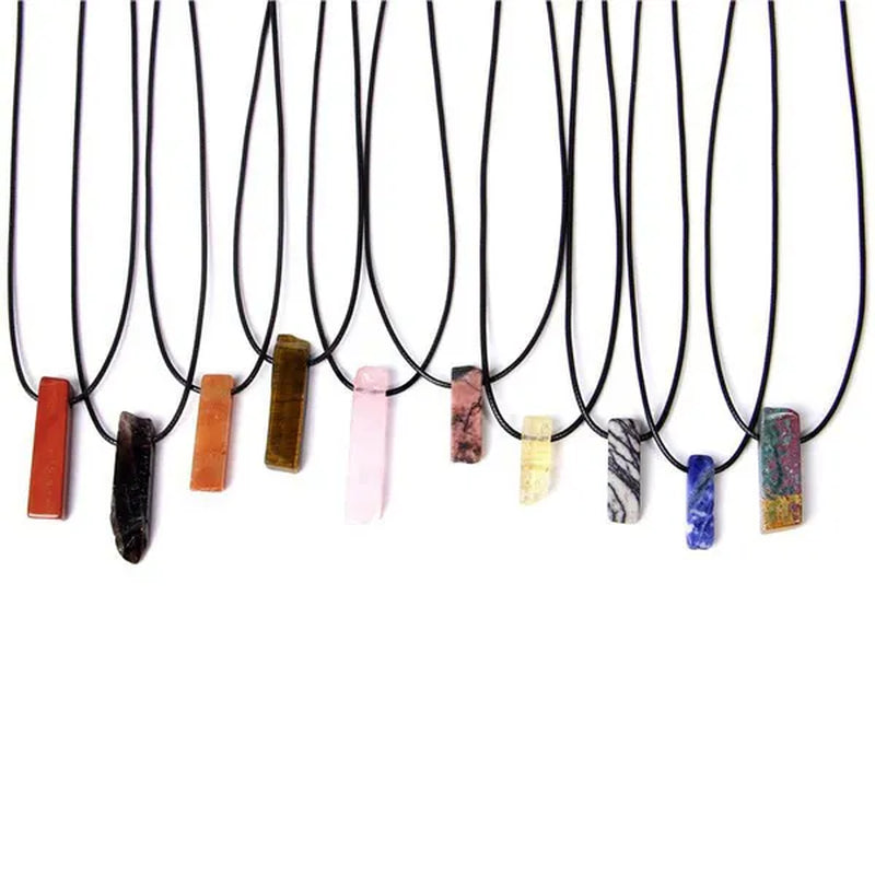 Natural Minerals Lucky Reiki Healing Crystal Quartz Stone Necklace Jewelry Pendulum Natural Tigereye Lazuli Citrin Necklace