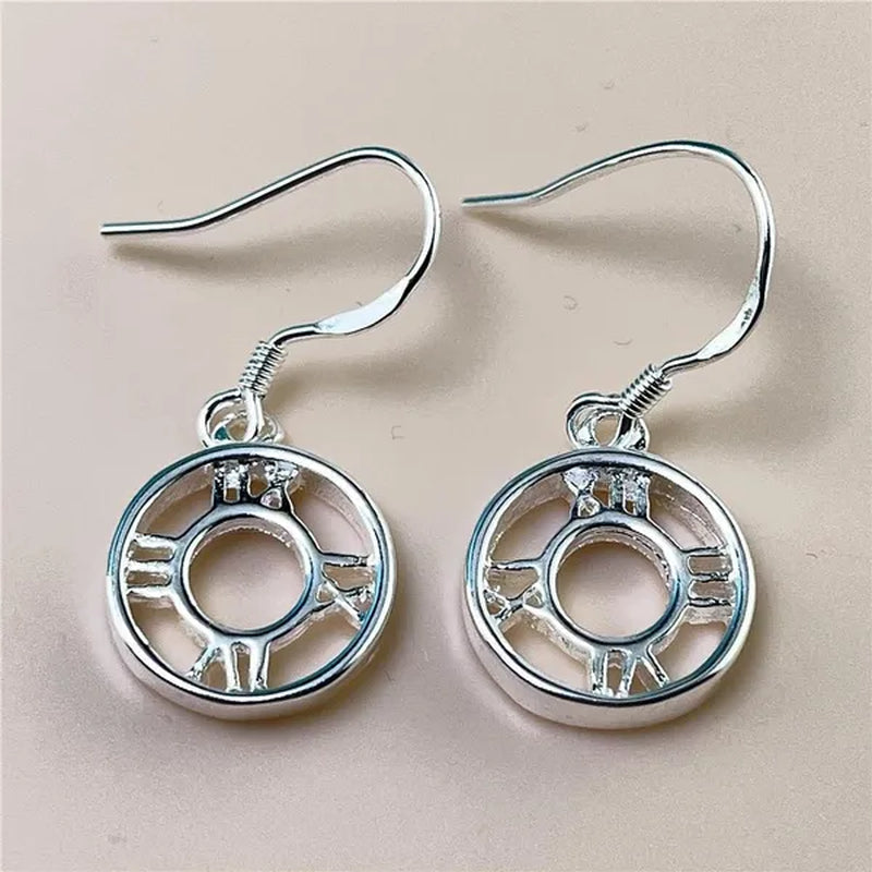 New Style 925 Sterling Silver Roman Numeral Earrings Bracelet Necklace Ring Set For Women Wedding Engagement Fashion Charm Jewel