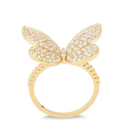 Silver Ring Butterfly Ring Statement Crown Ring Natural Gemstones Ring Wedding Bride Engagement Band Charm Party Ring Jewelry