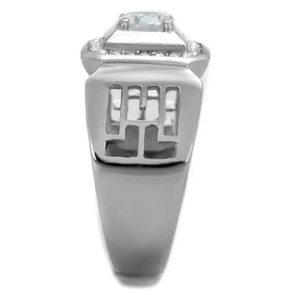 Men'S 1.10 Ct round Cut Simulated Diamond Silver Stainless Steel Ring Size 8-13