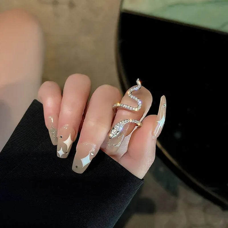 Fashion Exquisite Sterling Flash Diamond Micro Set Women's Snake Diamond Ring Bride Princess Engagement Ring Jewelry