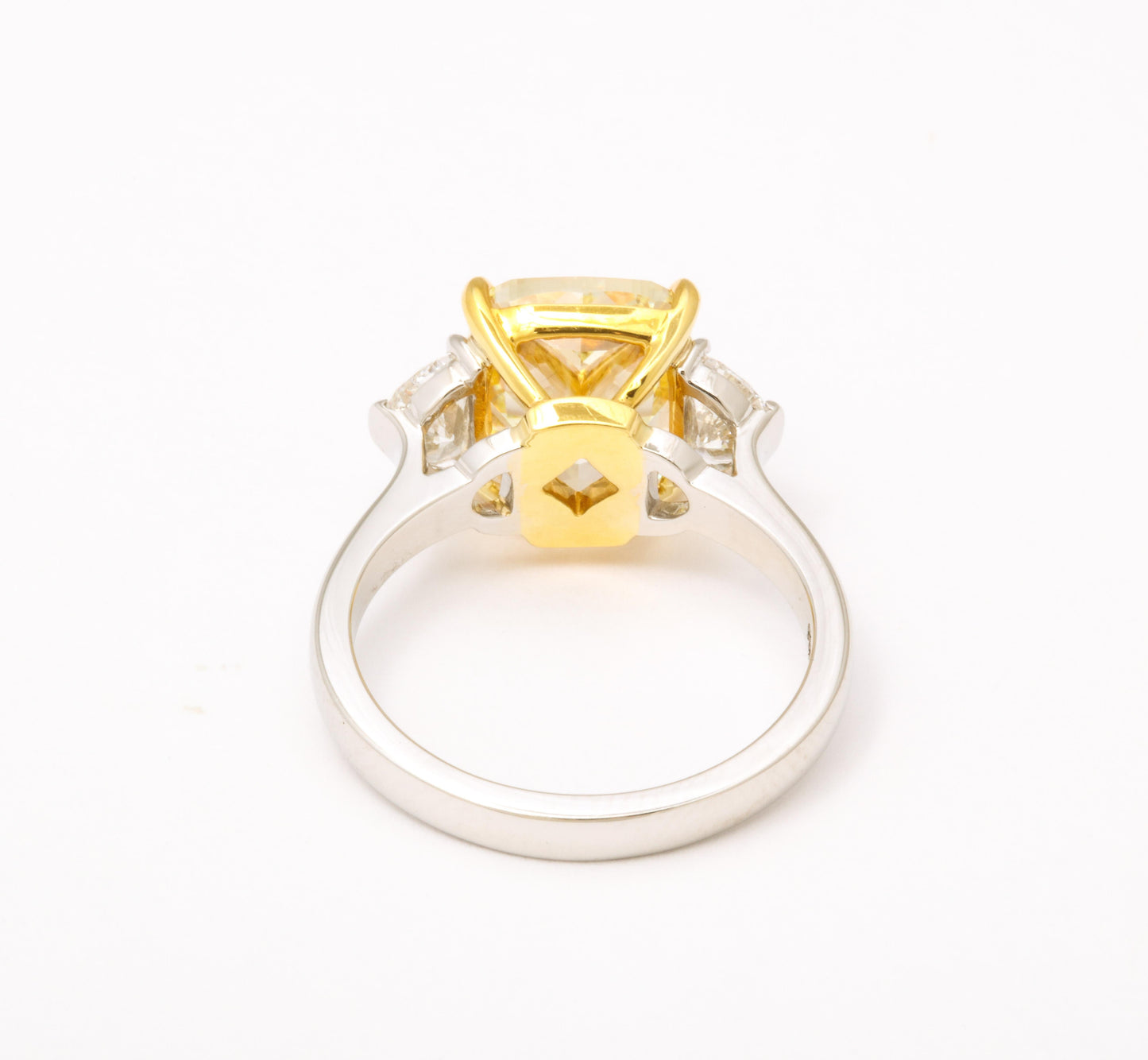 5 Carat Fancy Light Yellow Cushion Diamond Engagement Ring Platinum