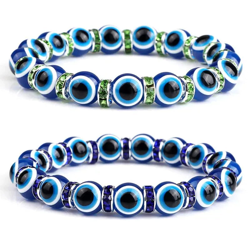 New Fashion Crystal Turkish Lucky Evil Eye Bracelets Blue Evil Eye Bead Bracelet Men Women Handmade Lucky Jewelry Charm Bracelet Female Dropshipping
