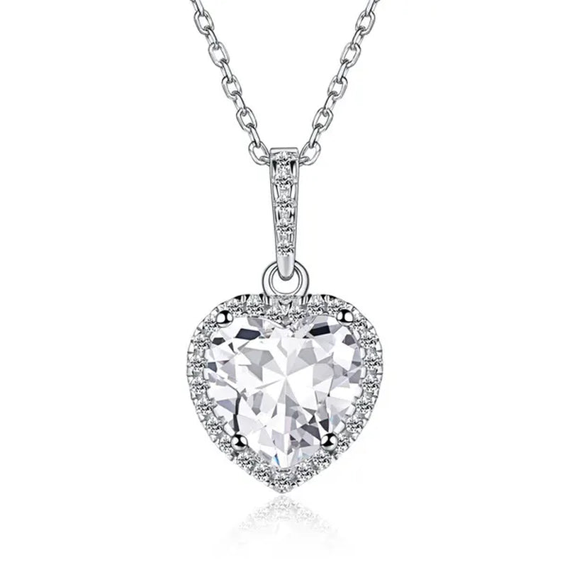 Women'S Birthstone Necklace Ruby/Sapphire/ Amethyst Jewelry 925 Sterling Silver Chain Love Heart Pendant Crystal 12 Month Birth Stones Pendant for Women Girls, 誕生石,Pierre De Naissance,Valentines Gift
